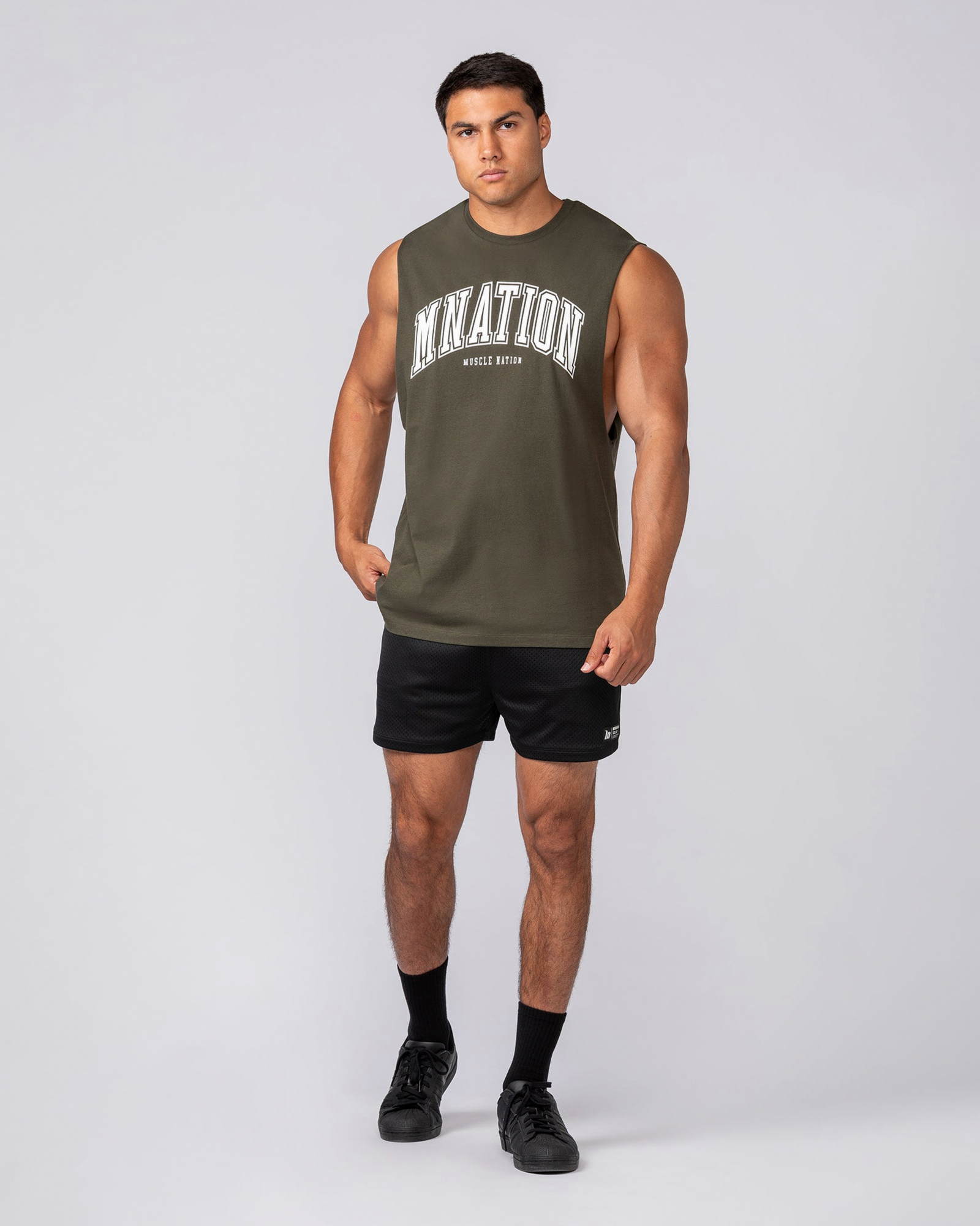 Varsity Training Drop Arm Tank - Dark Khaki