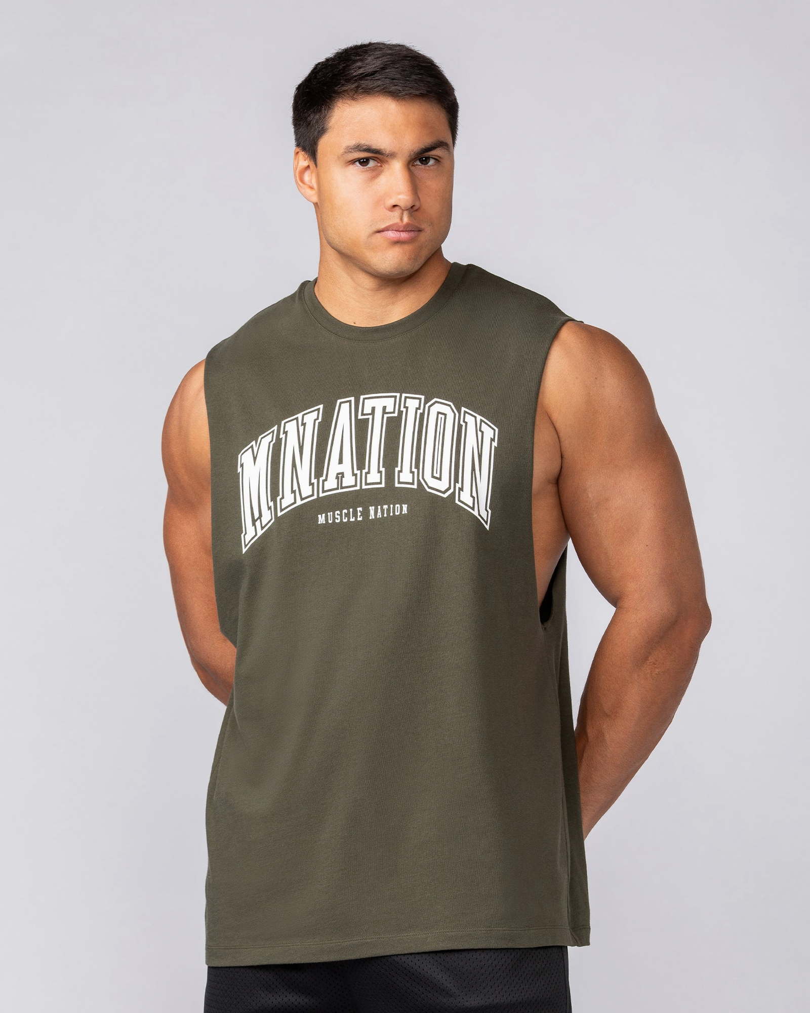 Varsity Training Drop Arm Tank - Dark Khaki