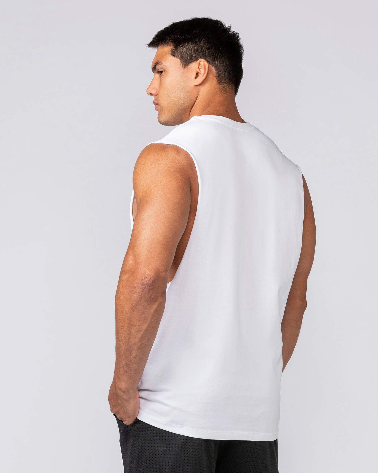 Varsity Training Drop Arm Tank - White