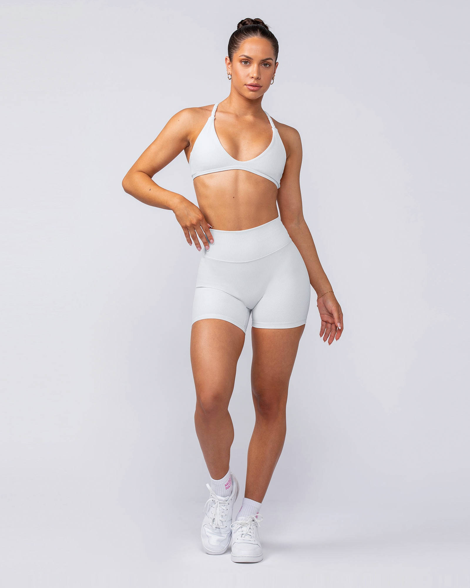 Zero Rise Rib Midway Shorts - White