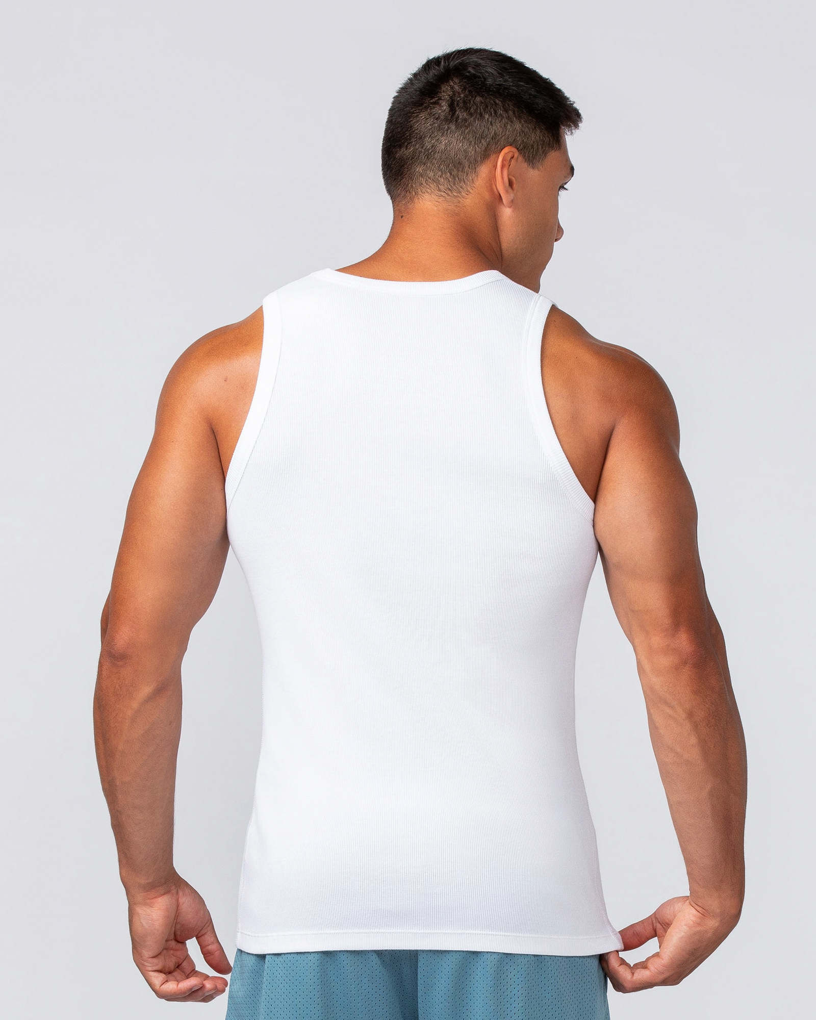 Rib Fitted Training Tank - White