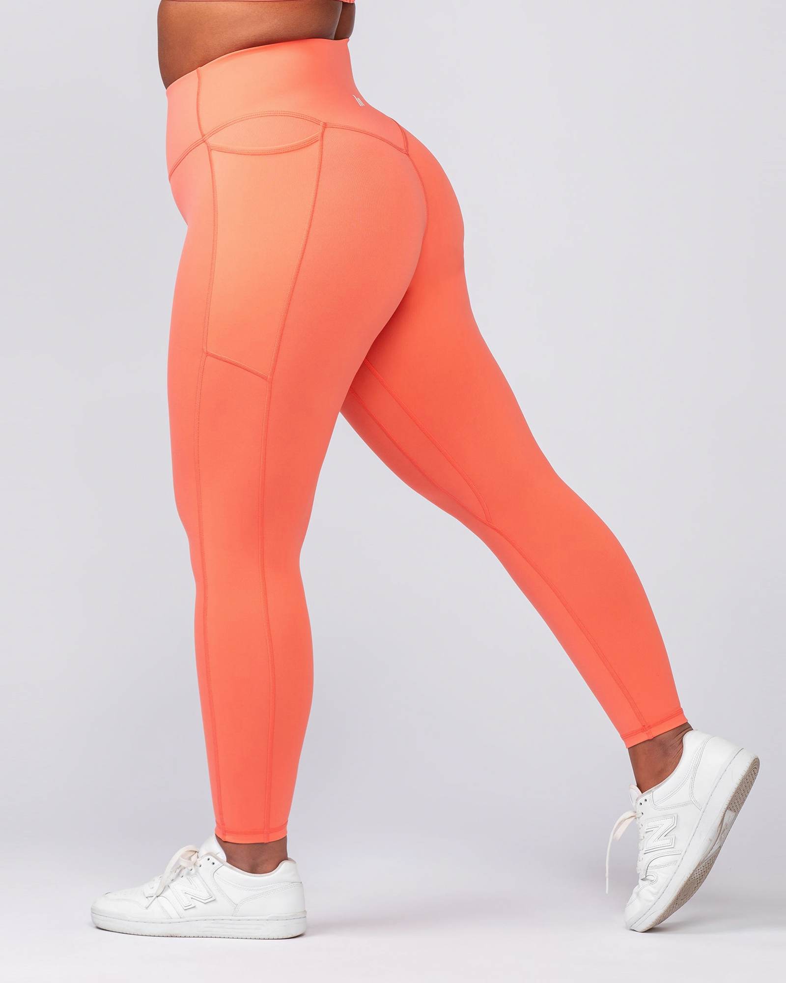 Agility Pocket Ankle Length Leggings - Hot Coral