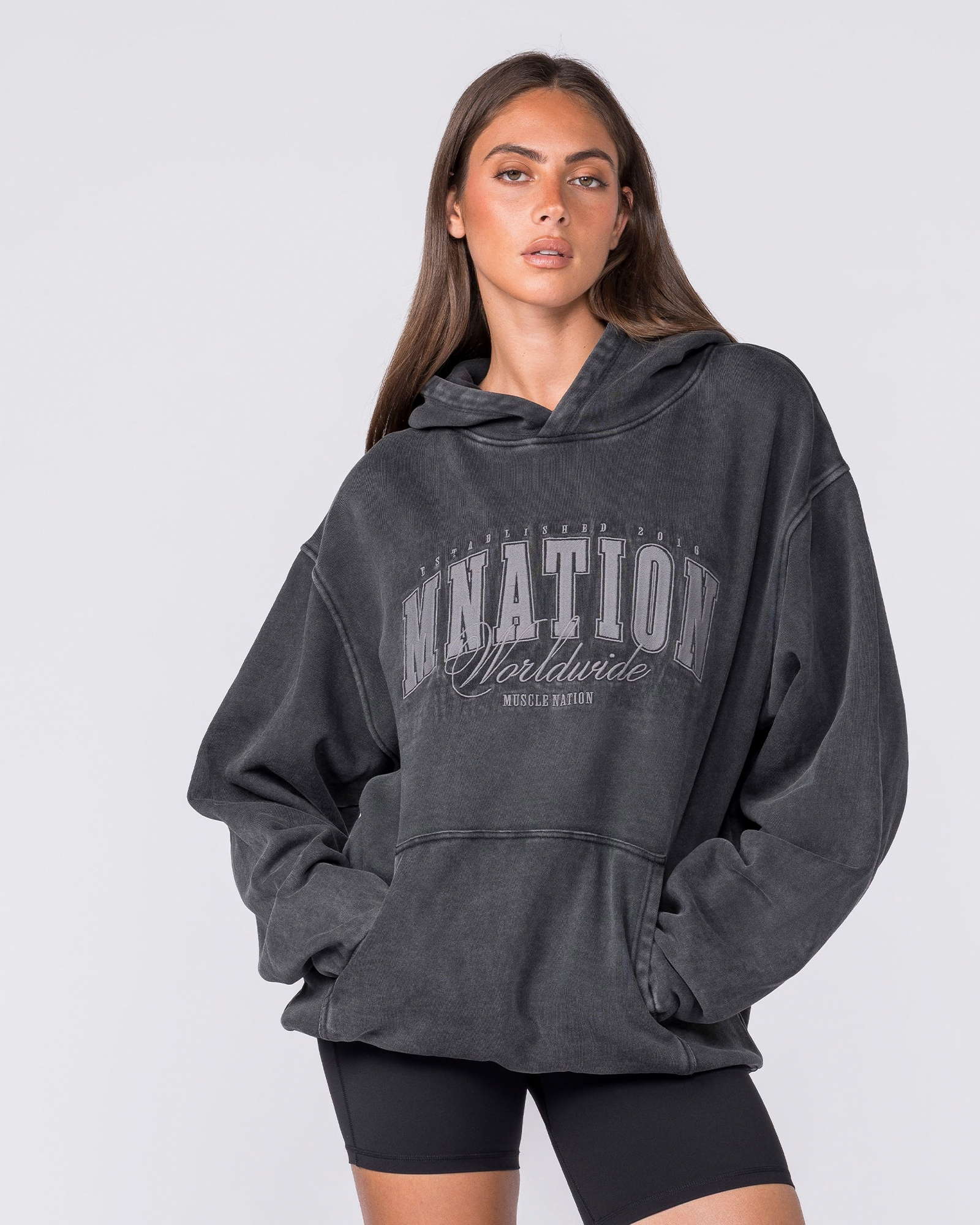 Worldclass Oversized Vintage Hoodie - Washed Black