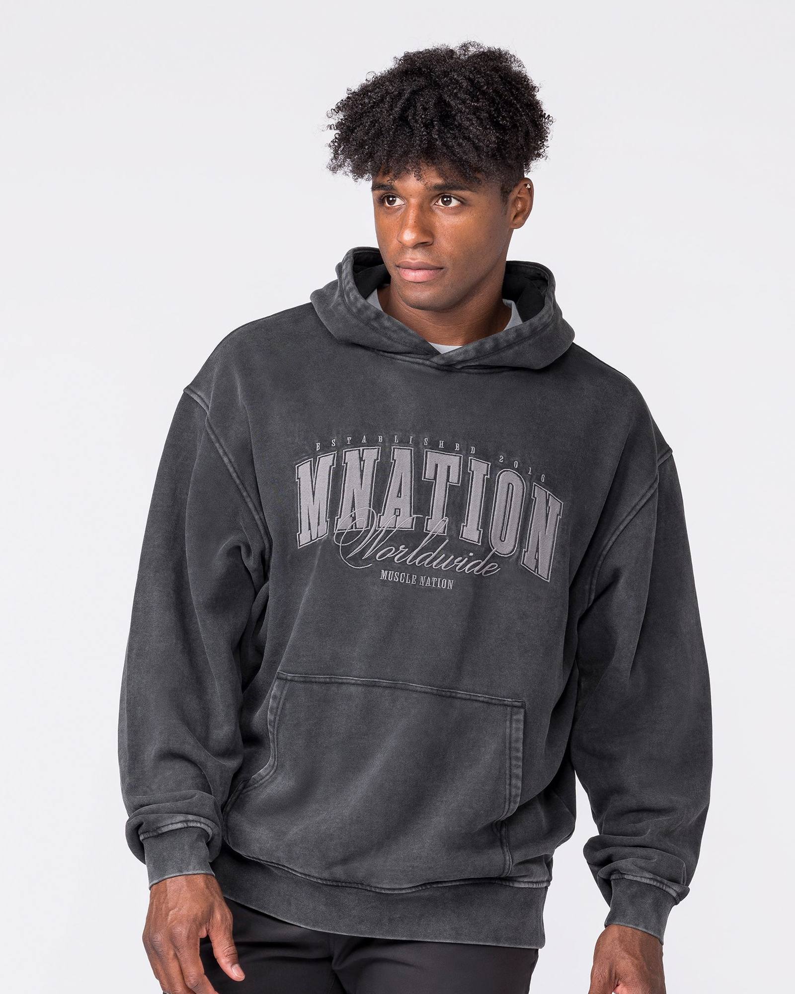 Worldclass Oversized Vintage Hoodie - Washed Black