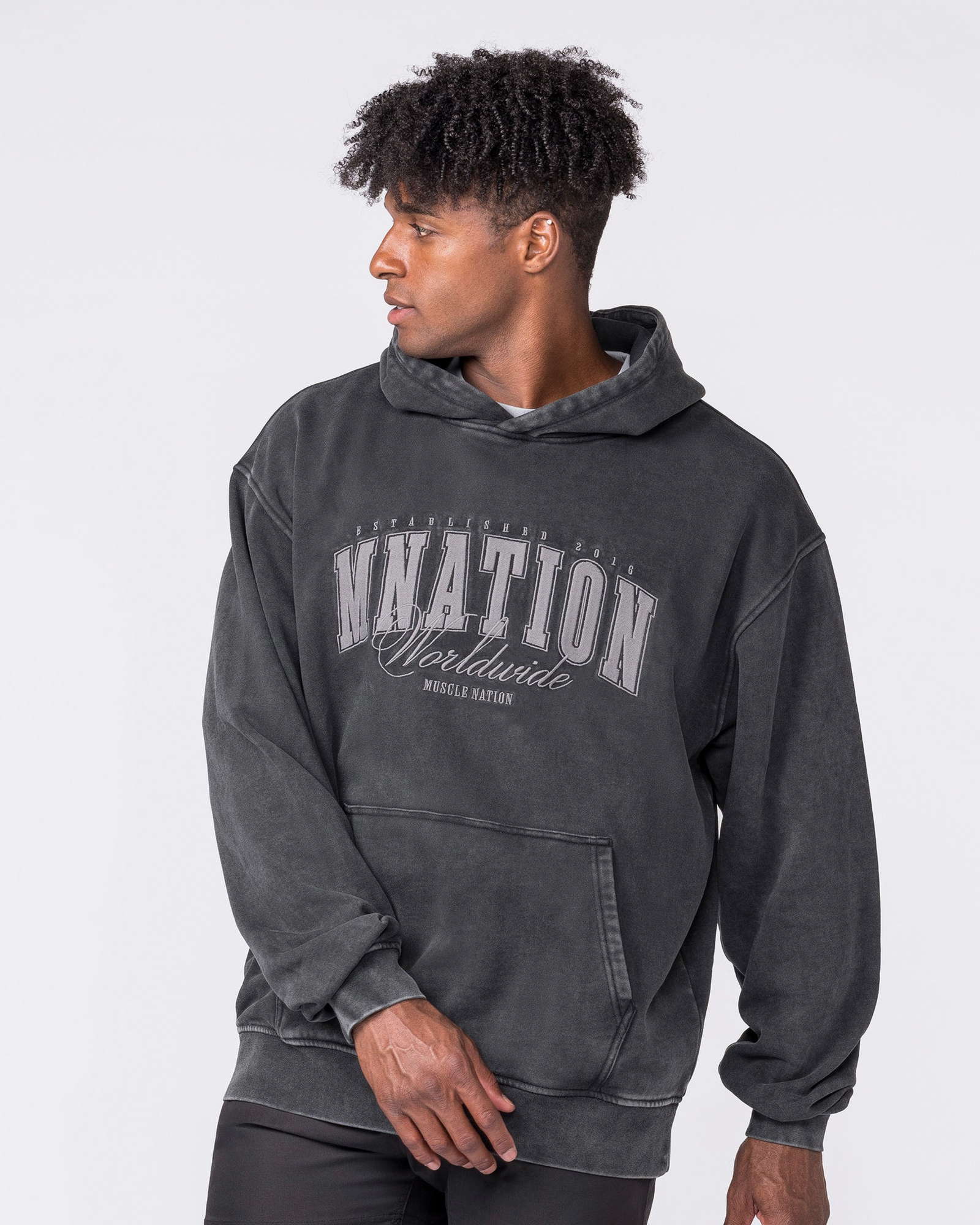 Worldclass Oversized Vintage Hoodie - Washed Black