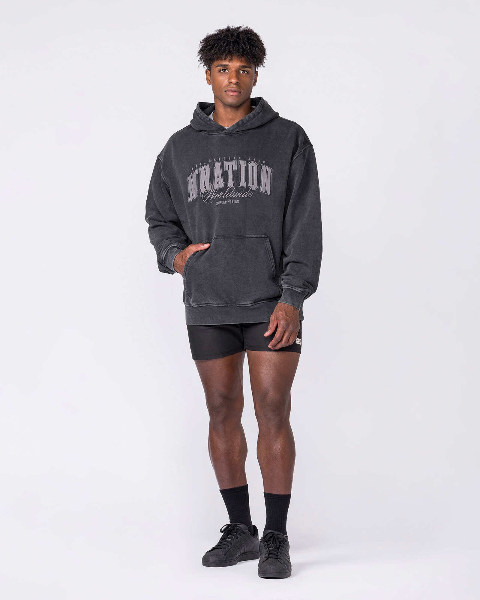 Worldclass Oversized Vintage Hoodie - Washed Black