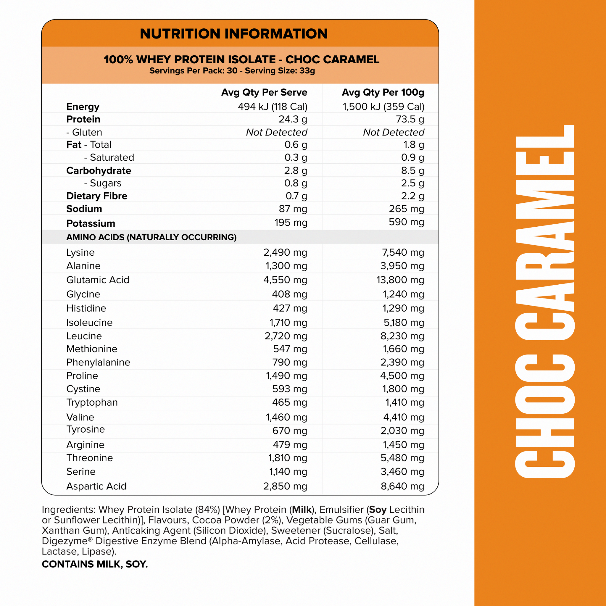 WHEY Protein Isolate - Choc Caramel - 30 serves