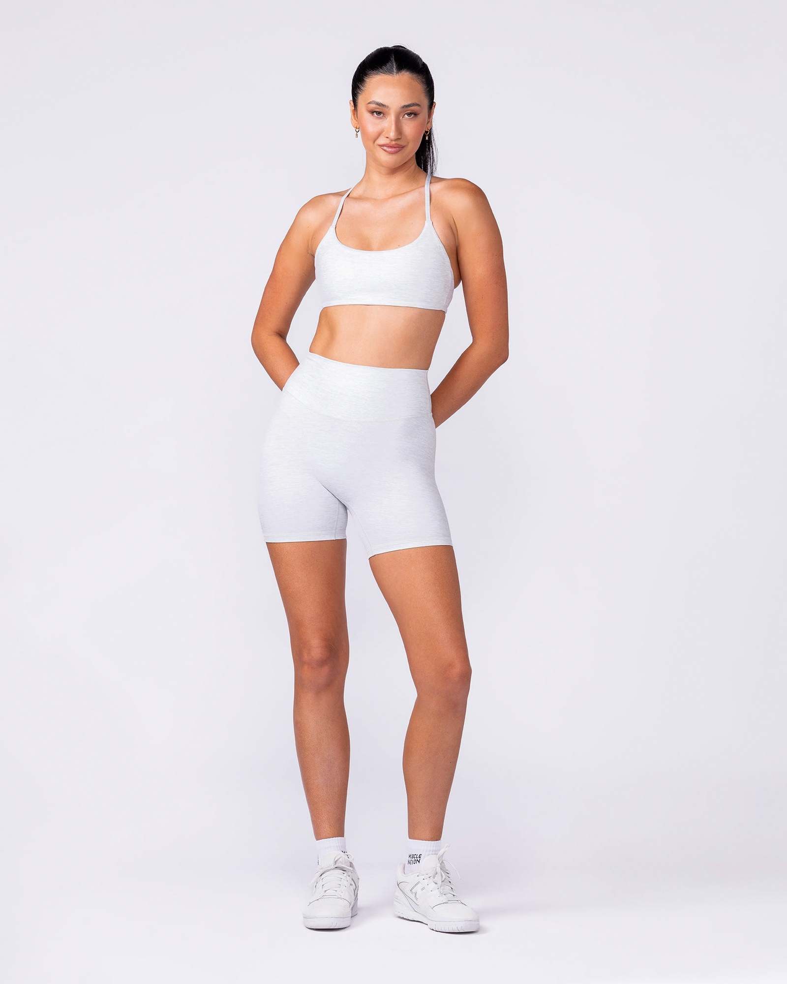 Zero Rise Everyday Midway Shorts - White Grey Marl