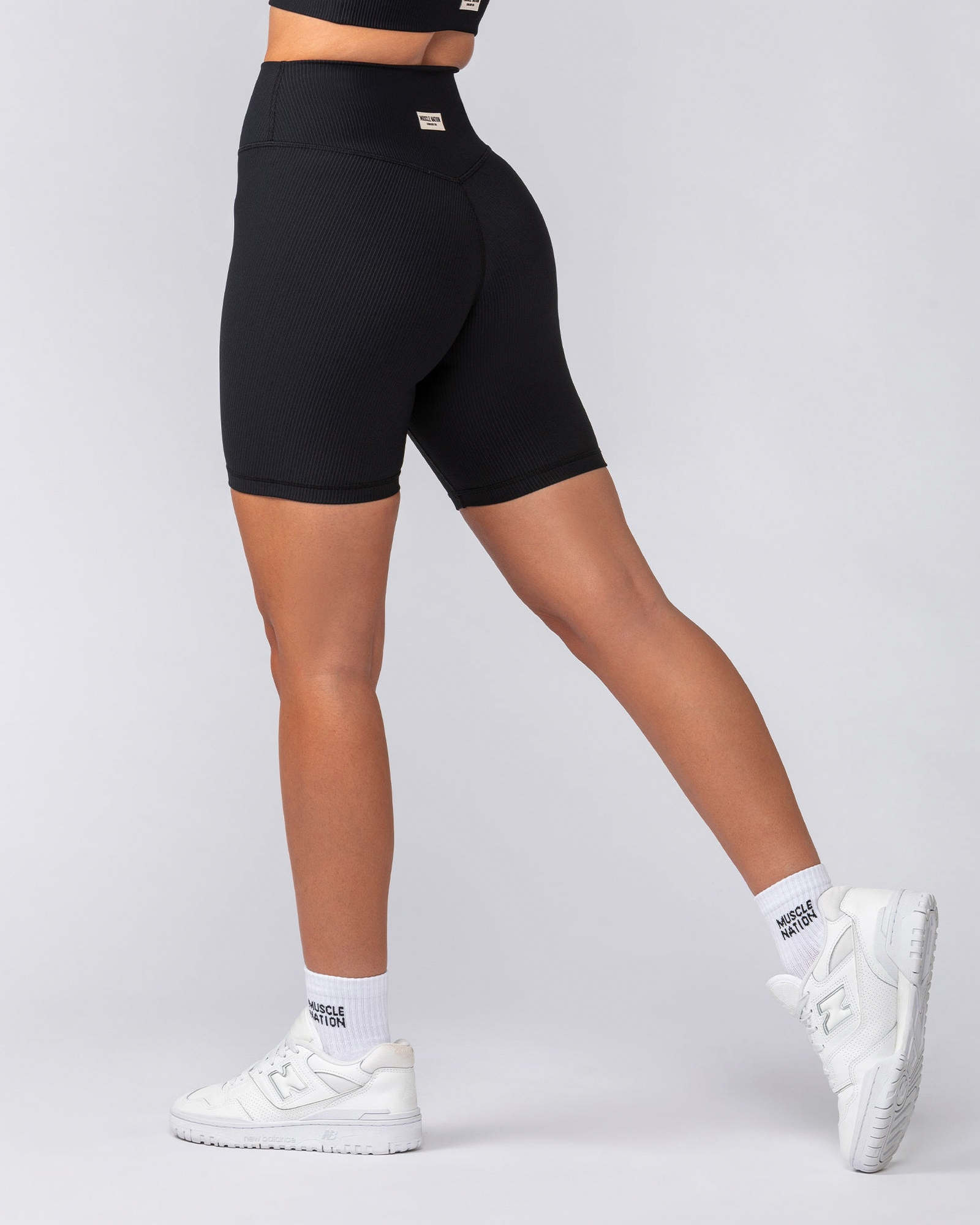 Zero Rise Rib Bike Shorts - Black (Silicone Logo)