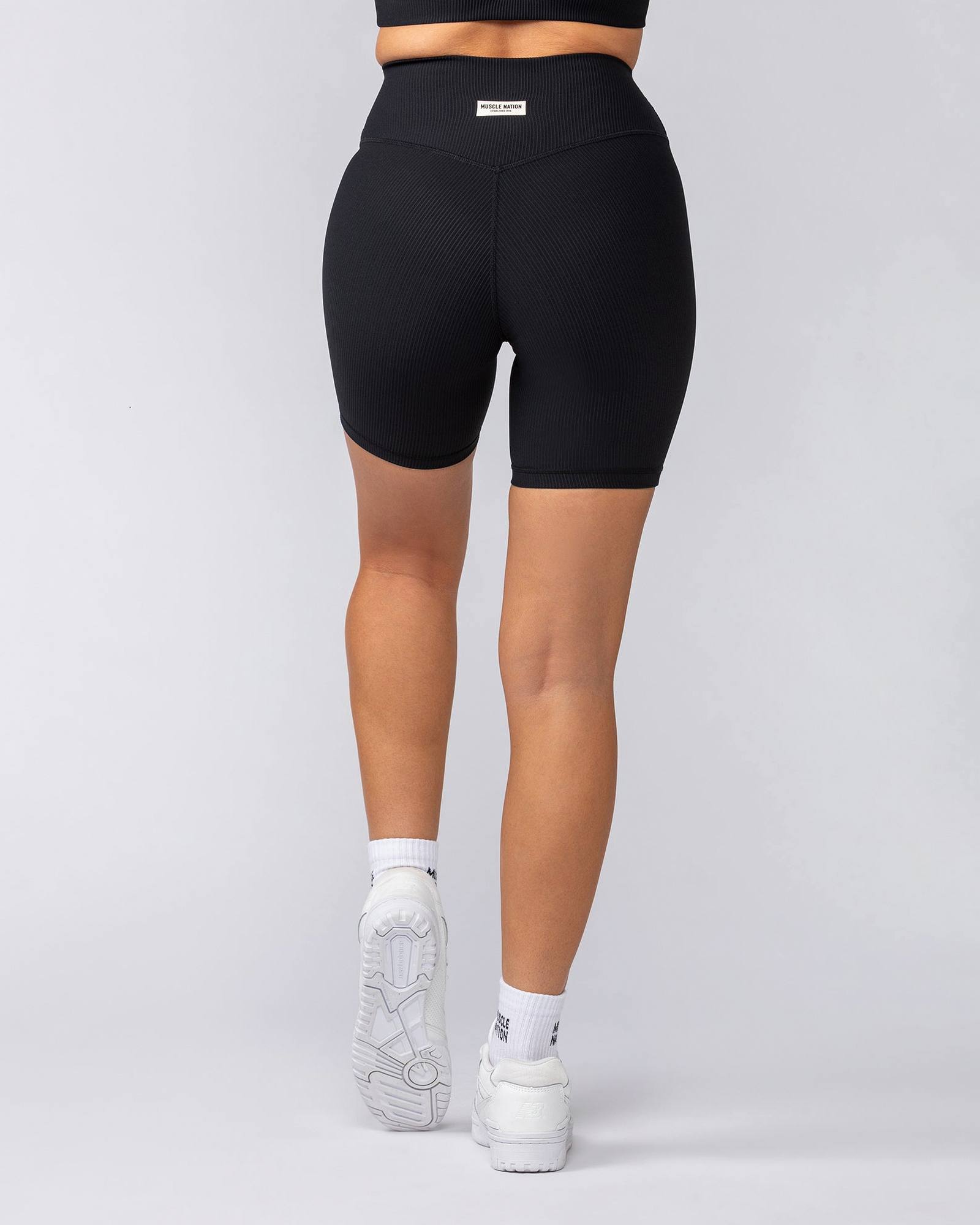 Zero Rise Rib Bike Shorts - Black (Silicone Logo)