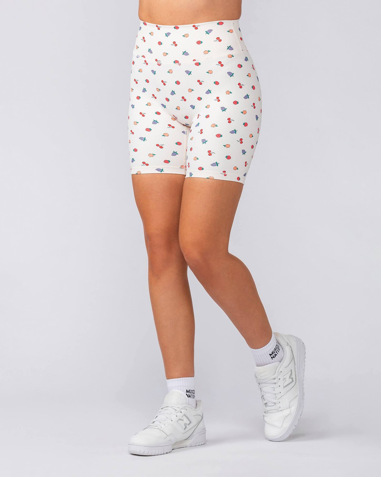 Zero Rise Rib Bike Shorts - Smoothie Print