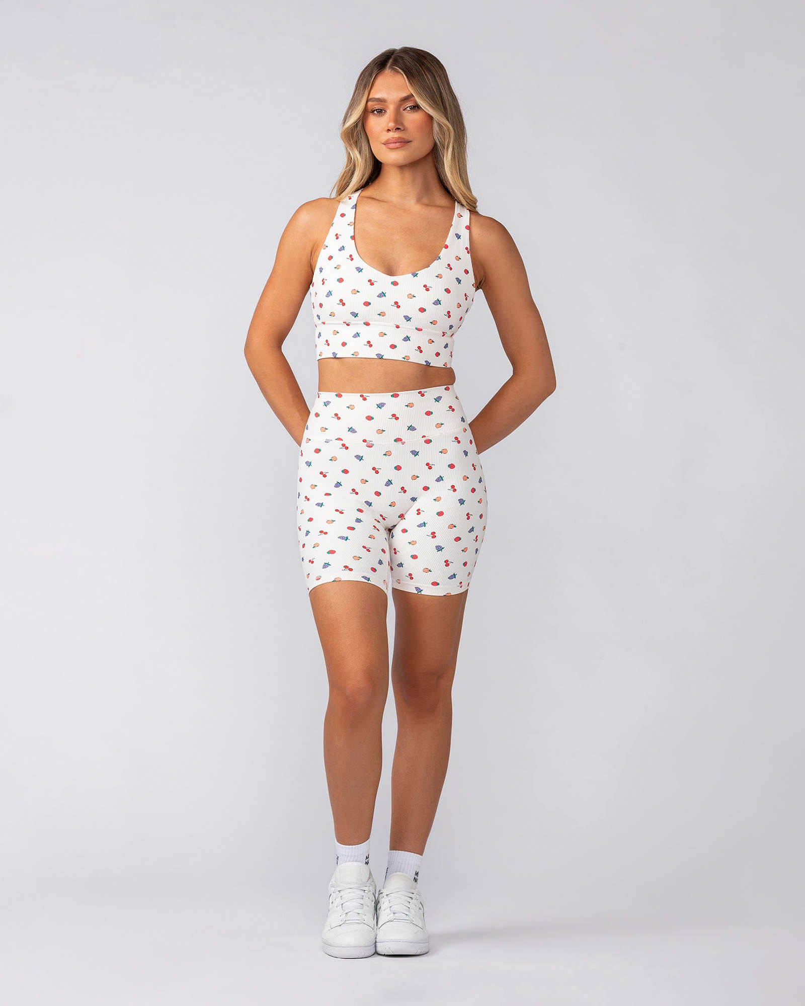 Zero Rise Rib Bike Shorts - Smoothie Print